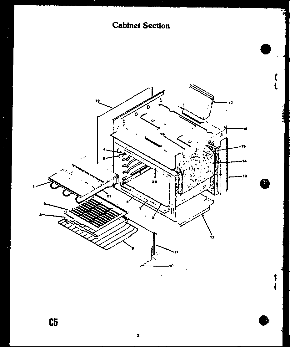 Caloric EJR304-2F/N cabinet section diagram