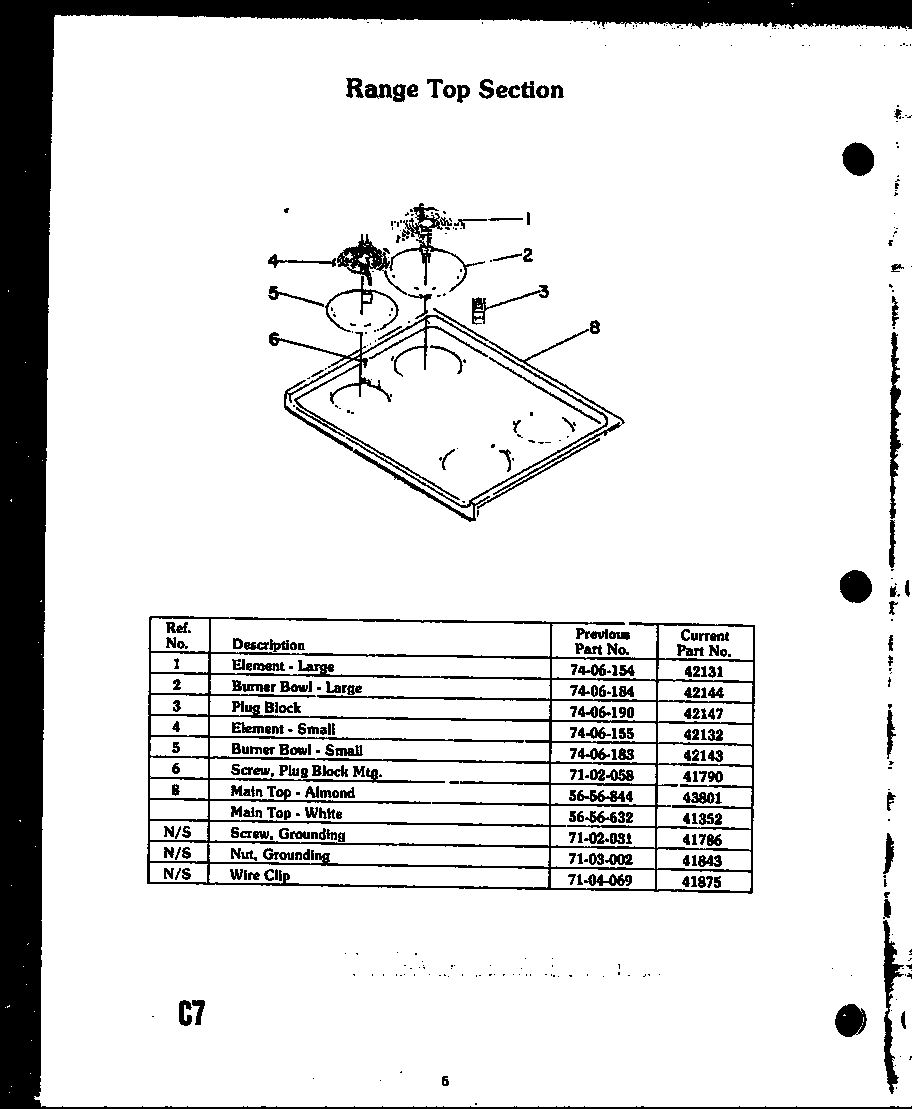Caloric EJR304-2F/N range top section diagram