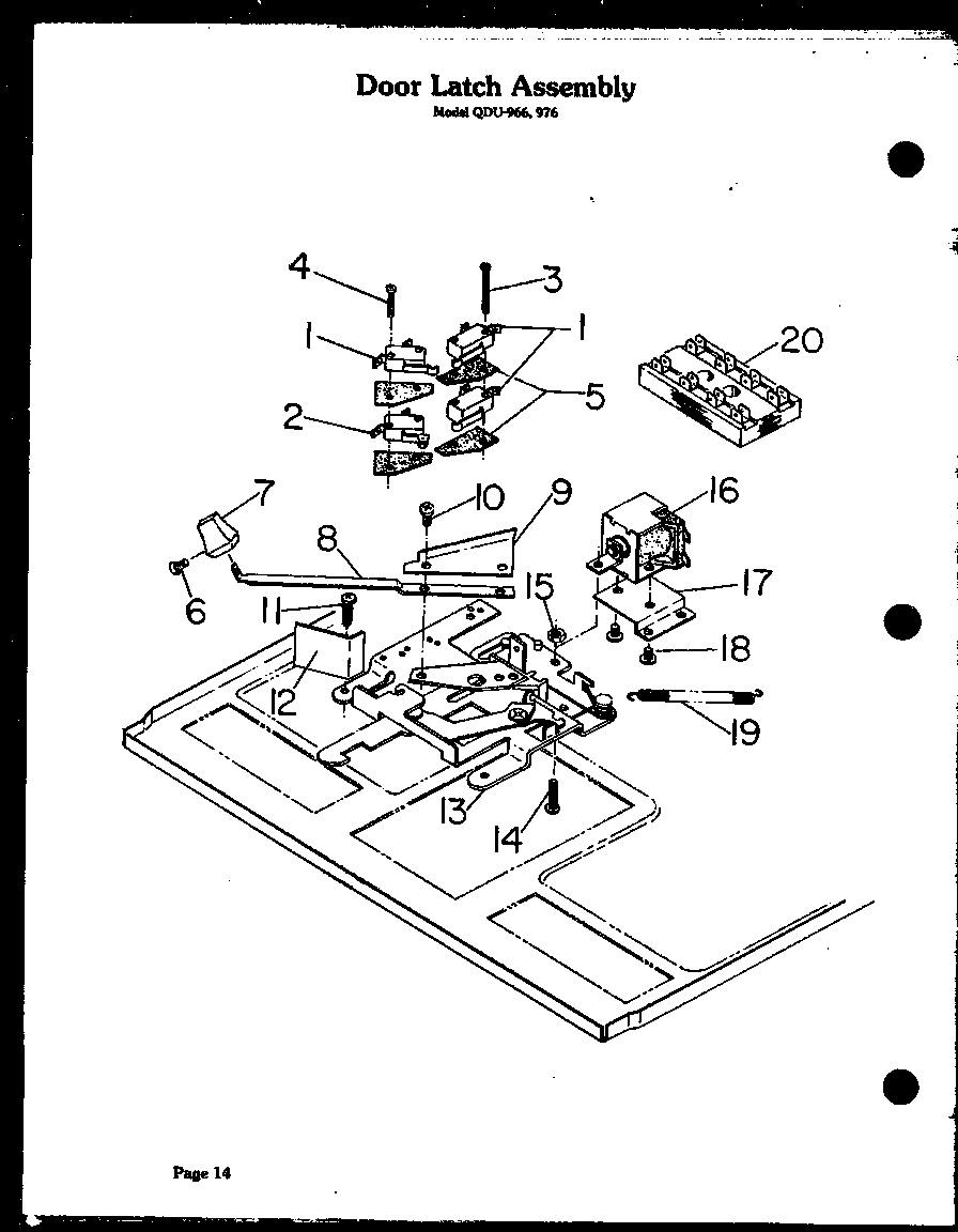 Modern Maid QDU-976 door latch assembly (qdu-966) (qdu-976) diagram