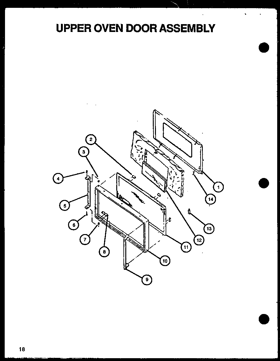 Amana SBE56FXW/P1137959NW upper oven door assembly diagram