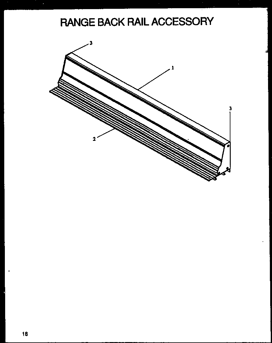 Modern Maid XST229/P1133266N range back rail accessory diagram