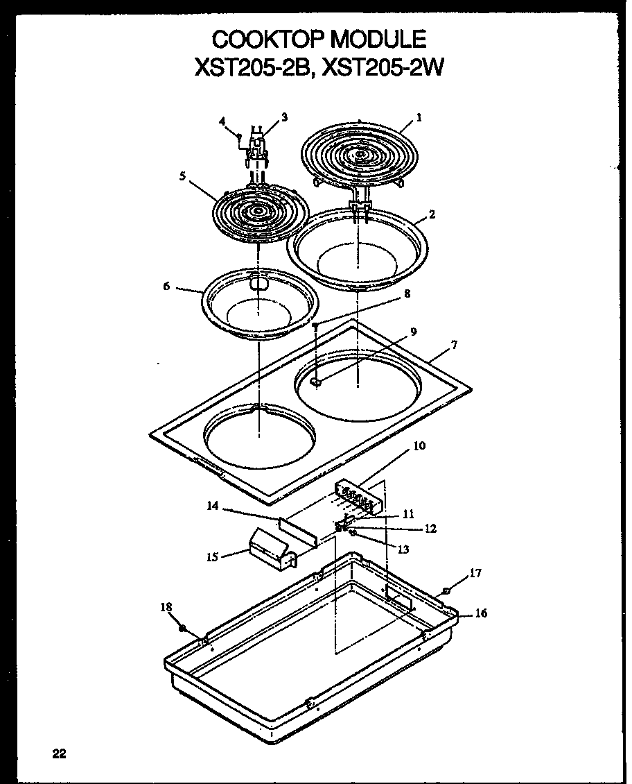 Modern Maid XST229/P1133266N cooktop module diagram
