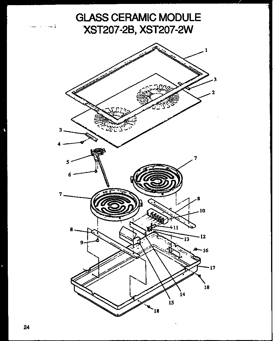 Modern Maid XST229/P1133266N glass ceramic module (xst2072w/p1133265nw) (xst2072b/p1133265nb) diagram
