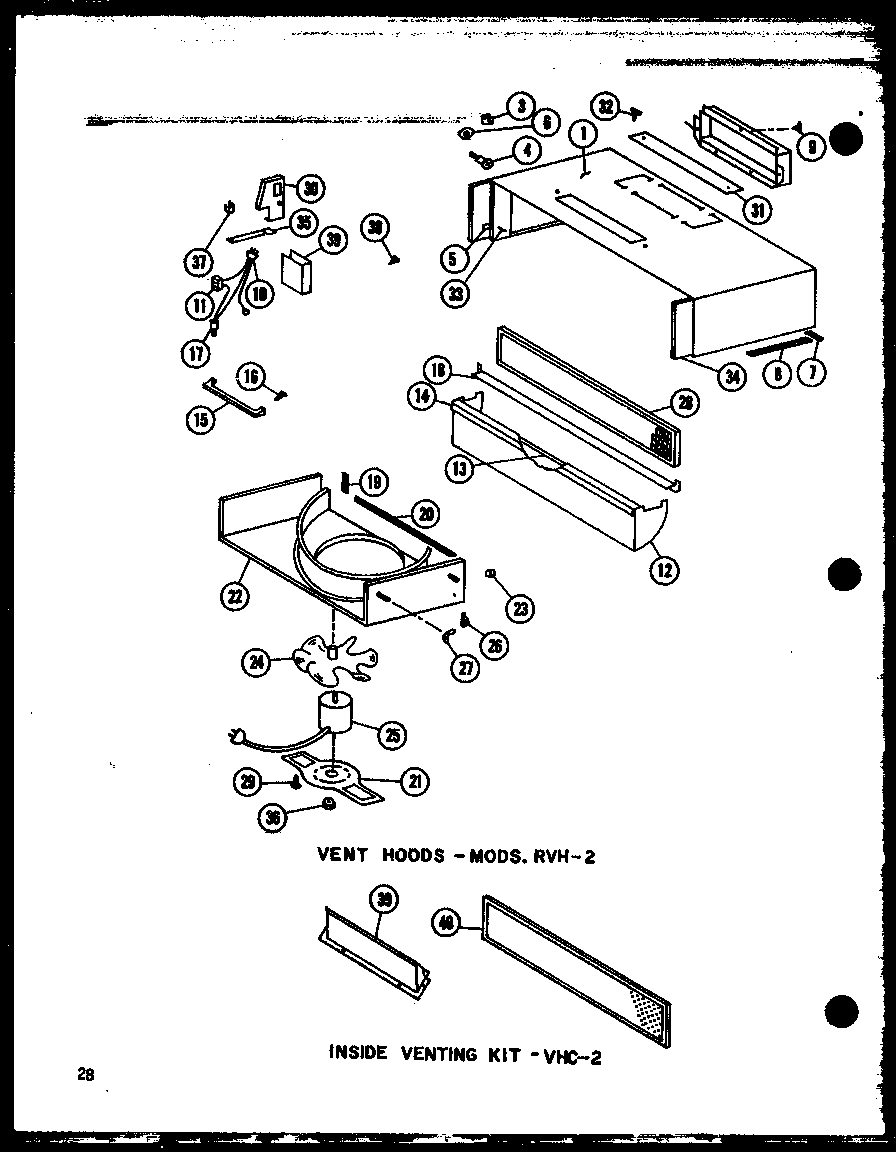 Amana RCC-3-A/P72771-1MA vent hoods (rvh-2/p72908-1m) (vhc-2/p72908-2m) diagram