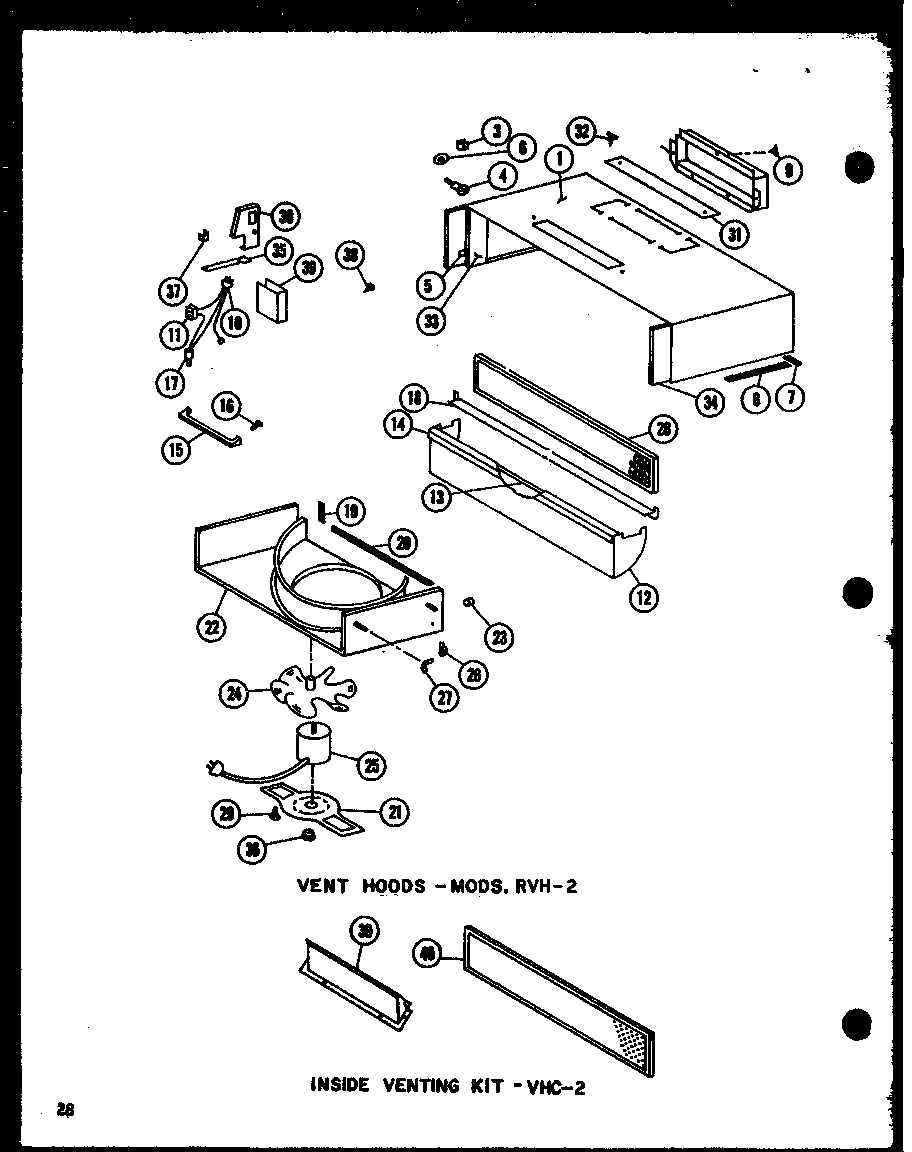 Amana RCC-4-AG1/P73409-1M vent hoods (rvh-2/p72908-3m) (vhc-2/p72908-2m) diagram