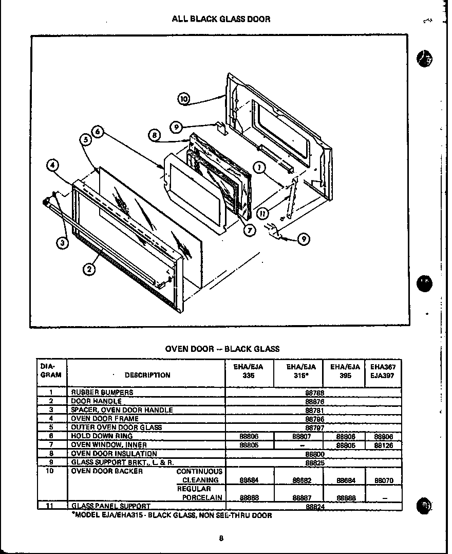 Caloric EJA335 all black glass door (eha335) (eja335) (eha315) (eja315) (eha395) (eja395) (eja367) (eja397) (eha367) diagram