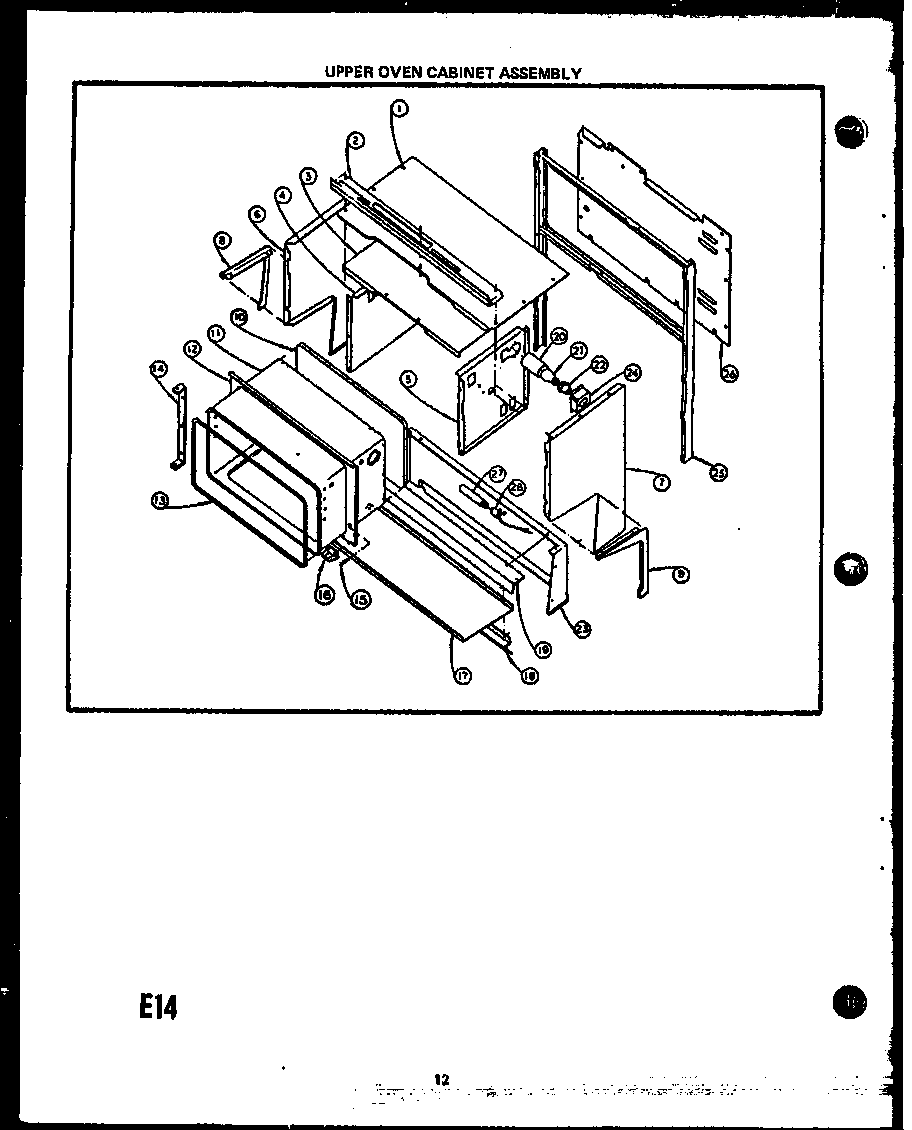 Caloric EJA335 upper oven cabinet assembly (eha394) (eja394) (eha395) (eja395) (eja397) diagram