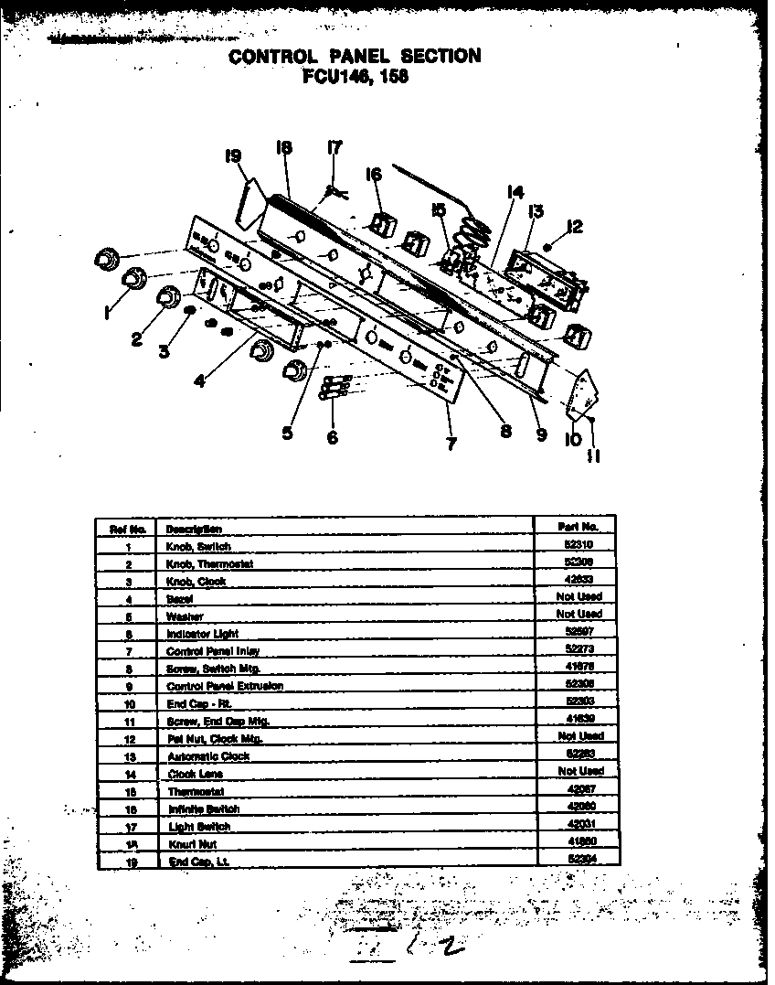 Modern Maid FCU158 control panel diagram