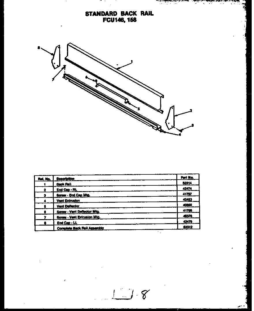 Modern Maid FCU158 standard back rail diagram