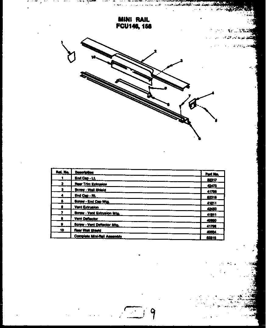 Modern Maid FCU158 mini rail diagram