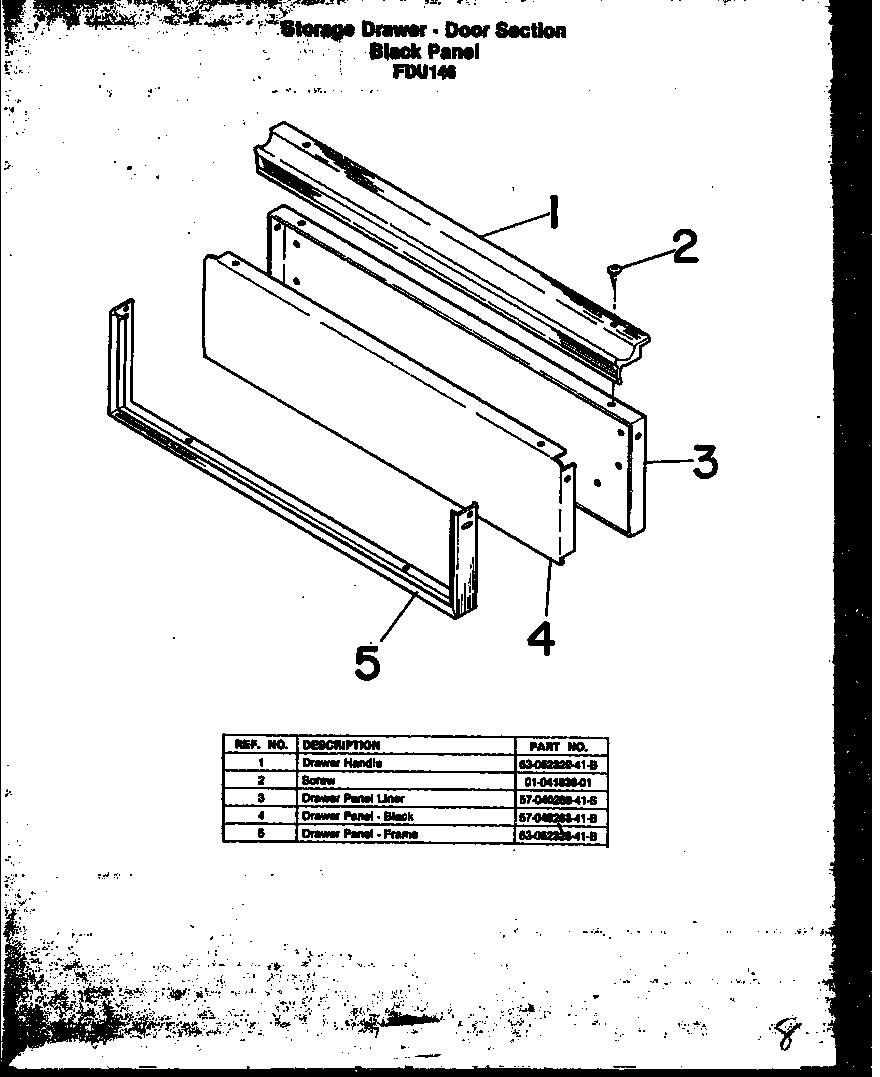 Modern Maid FDU158 storage drawer-door section (fdu146) diagram