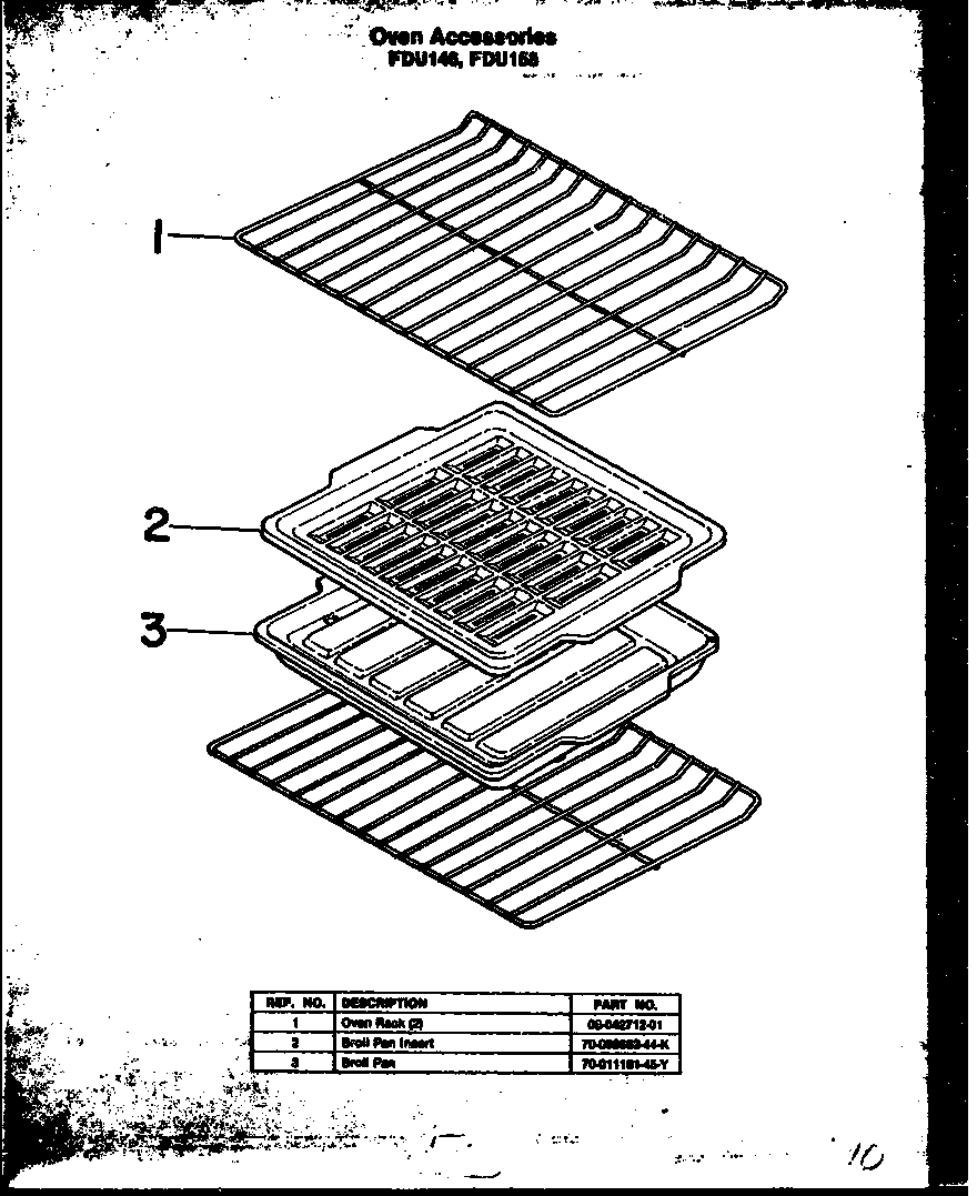Modern Maid FDU158 oven accessories diagram