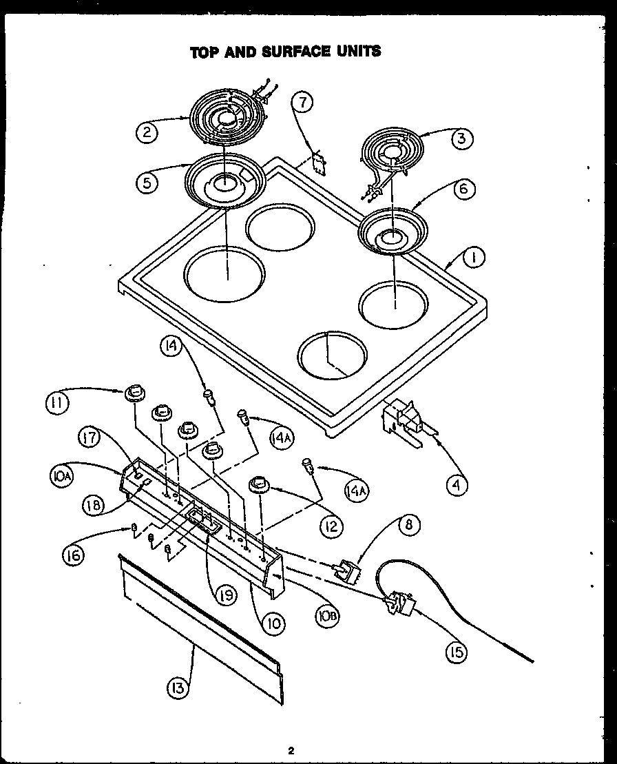 Caloric EJS306 cooktop/controls diagram