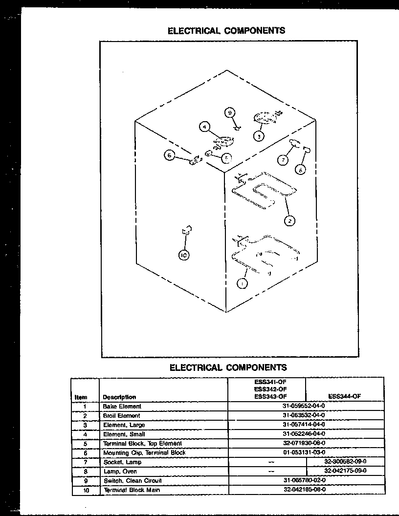 Caloric ESS342-OF electrical components diagram