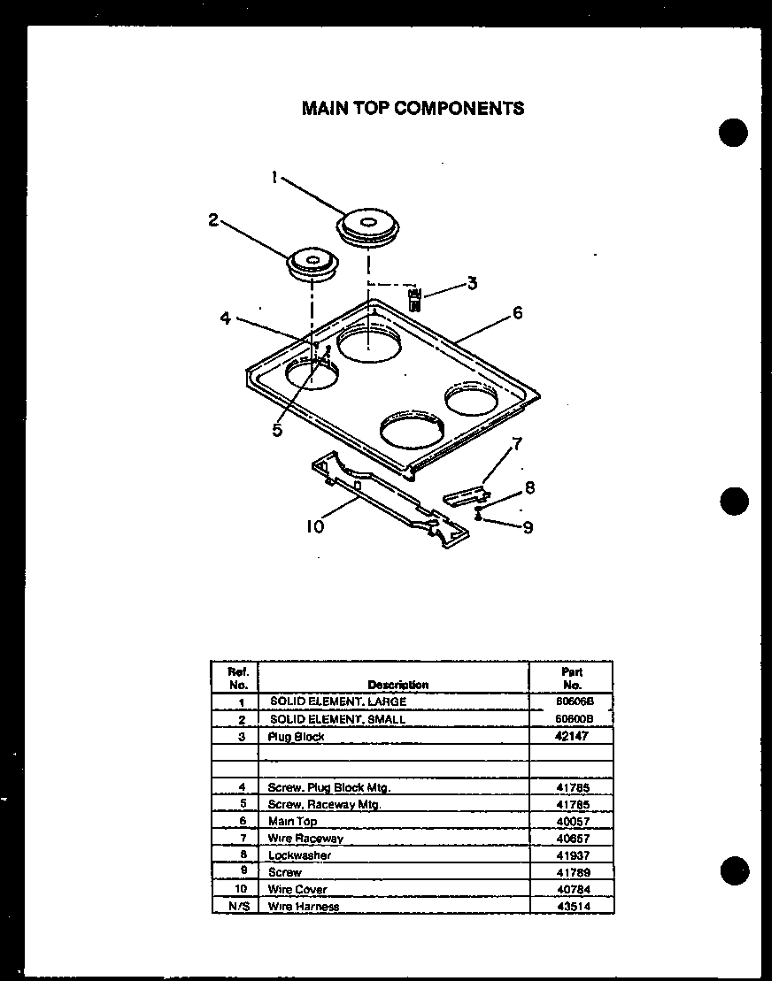 Caloric ESS306-2D cooktop diagram