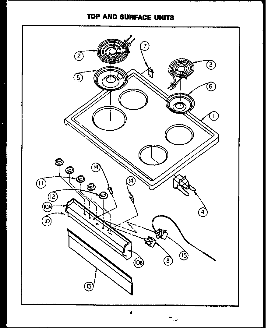 Modern Maid FEU208 top and surface units diagram
