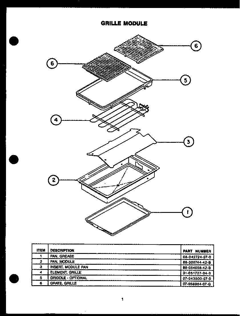 Modern Maid FDU185 grille module diagram