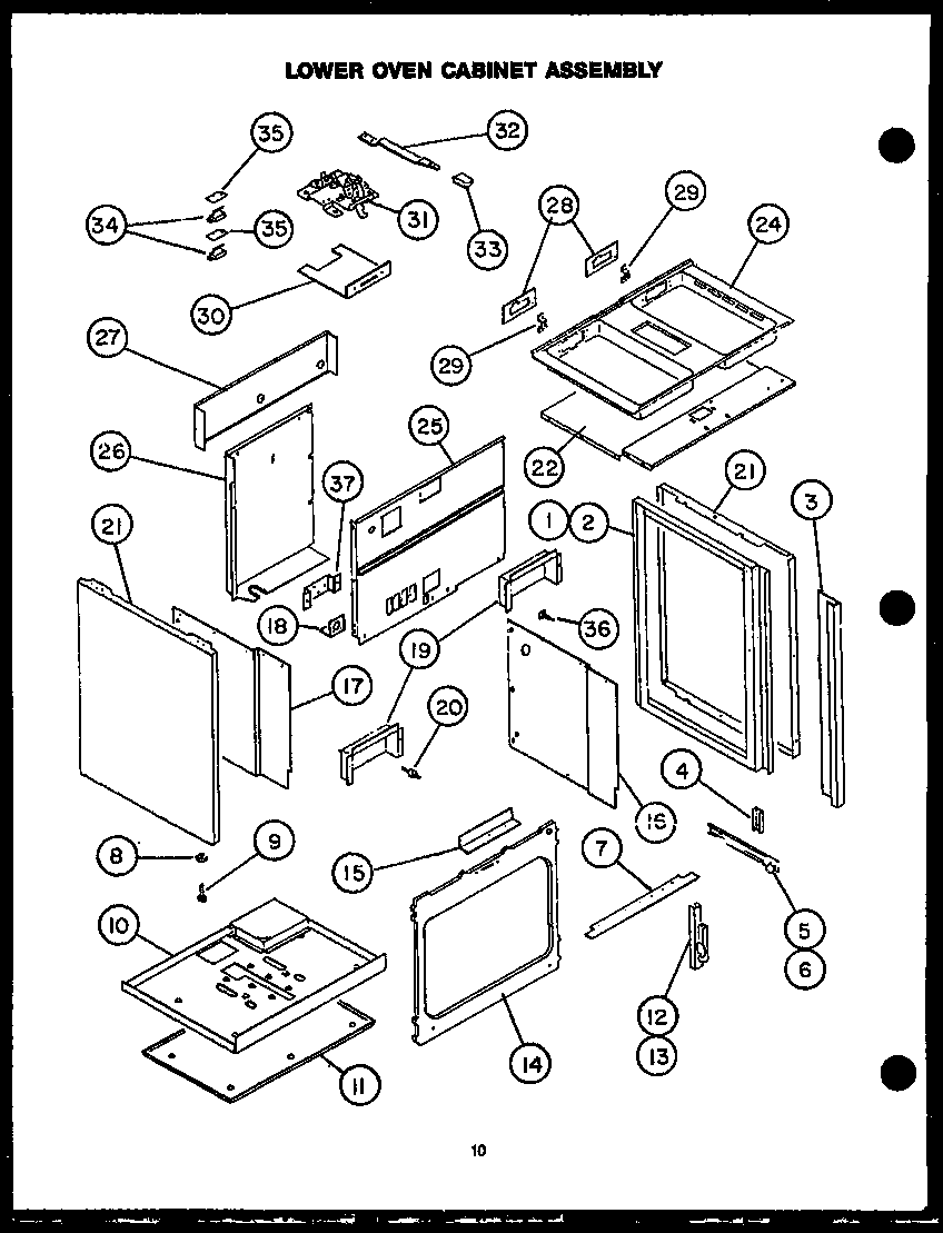 Modern Maid FDU185 lower oven cabinet assembly diagram