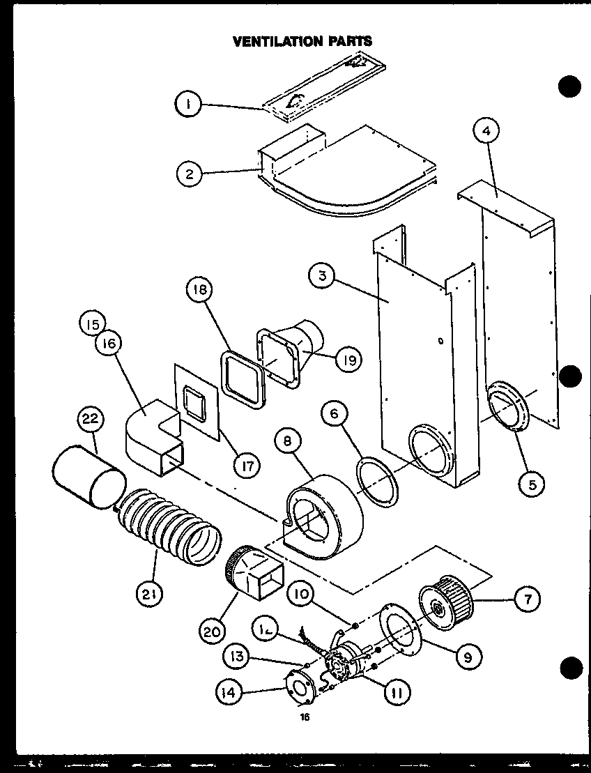 Modern Maid FDU185 ventilation parts diagram
