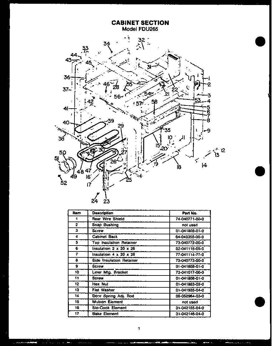 Modern Maid FDU275 (fdu265) diagram