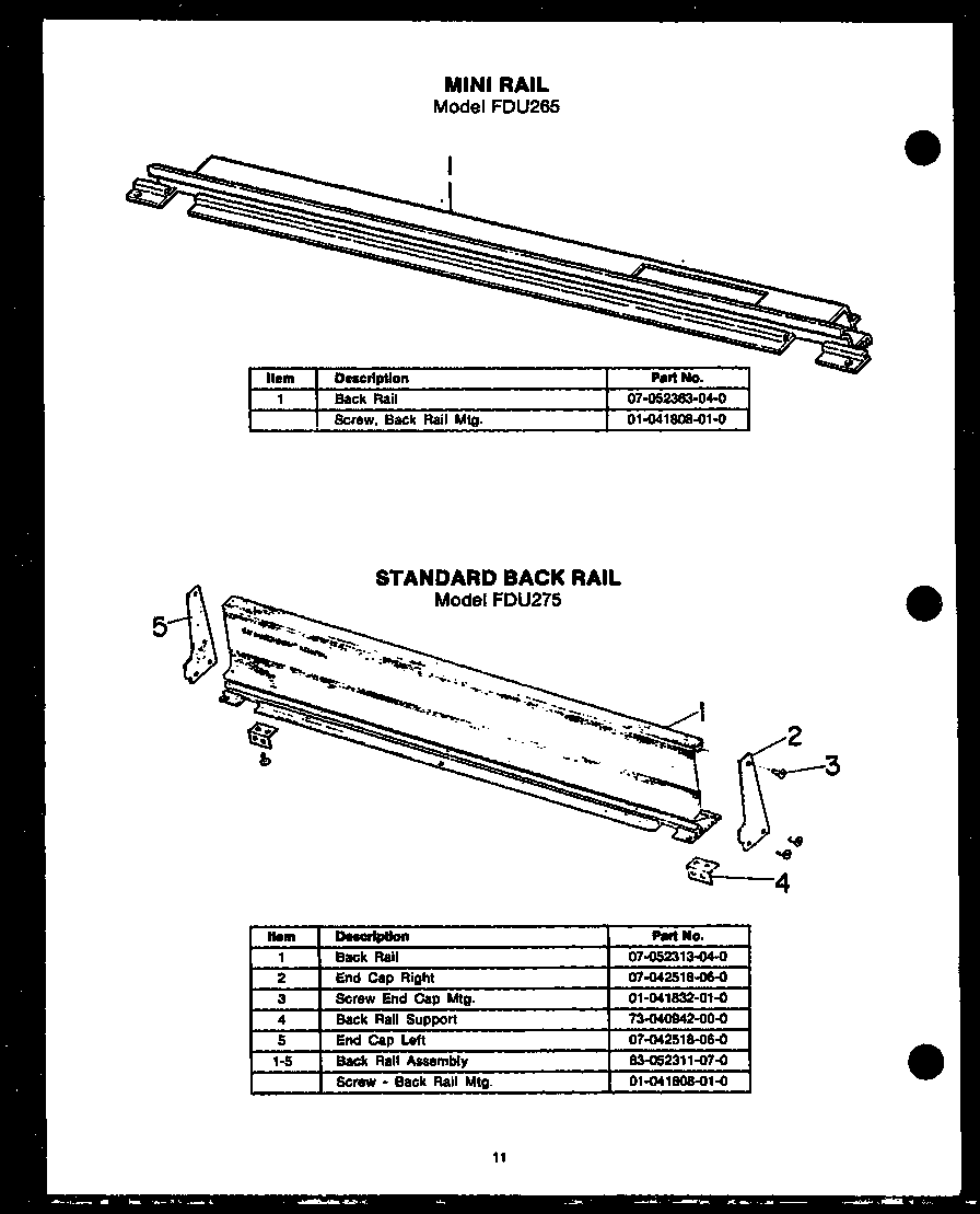Modern Maid FDU275 mini rail diagram