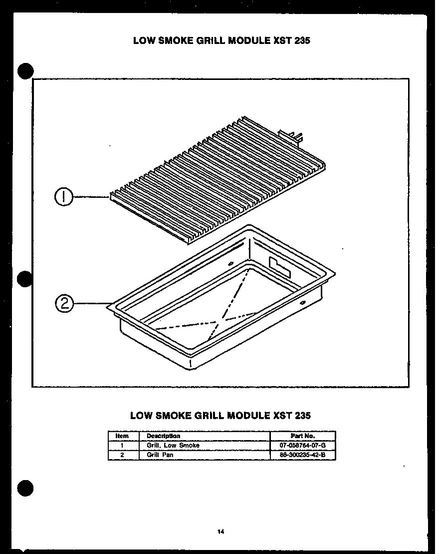 Modern Maid FDU275 low smoke grill diagram