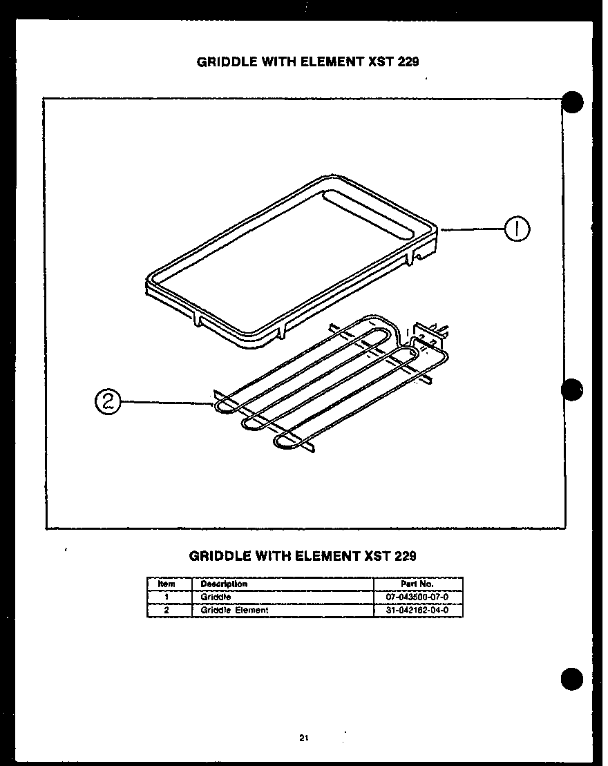 Modern Maid FDU275 griddle with element sxt 229 diagram