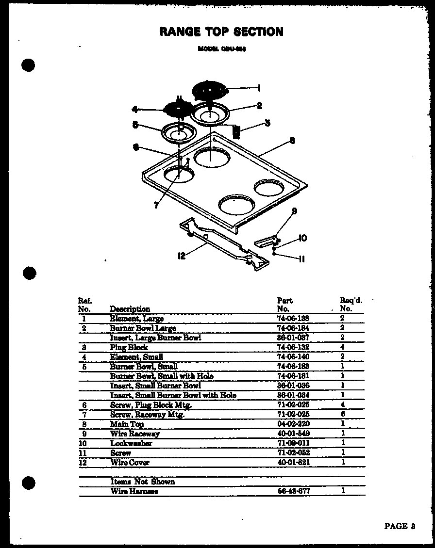 Modern Maid QDU-858B range top section (qdu-858) diagram