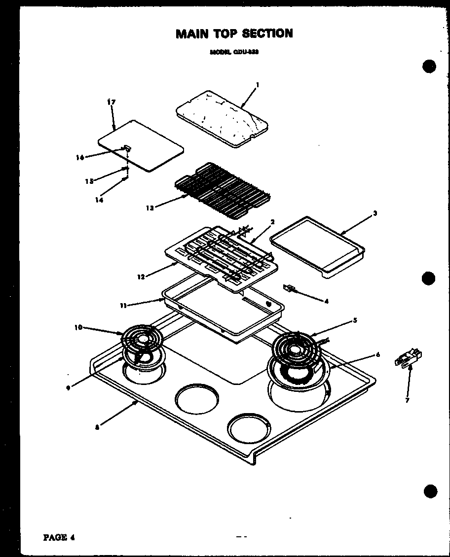 Modern Maid QDU-858B main top section (qdu-838) diagram
