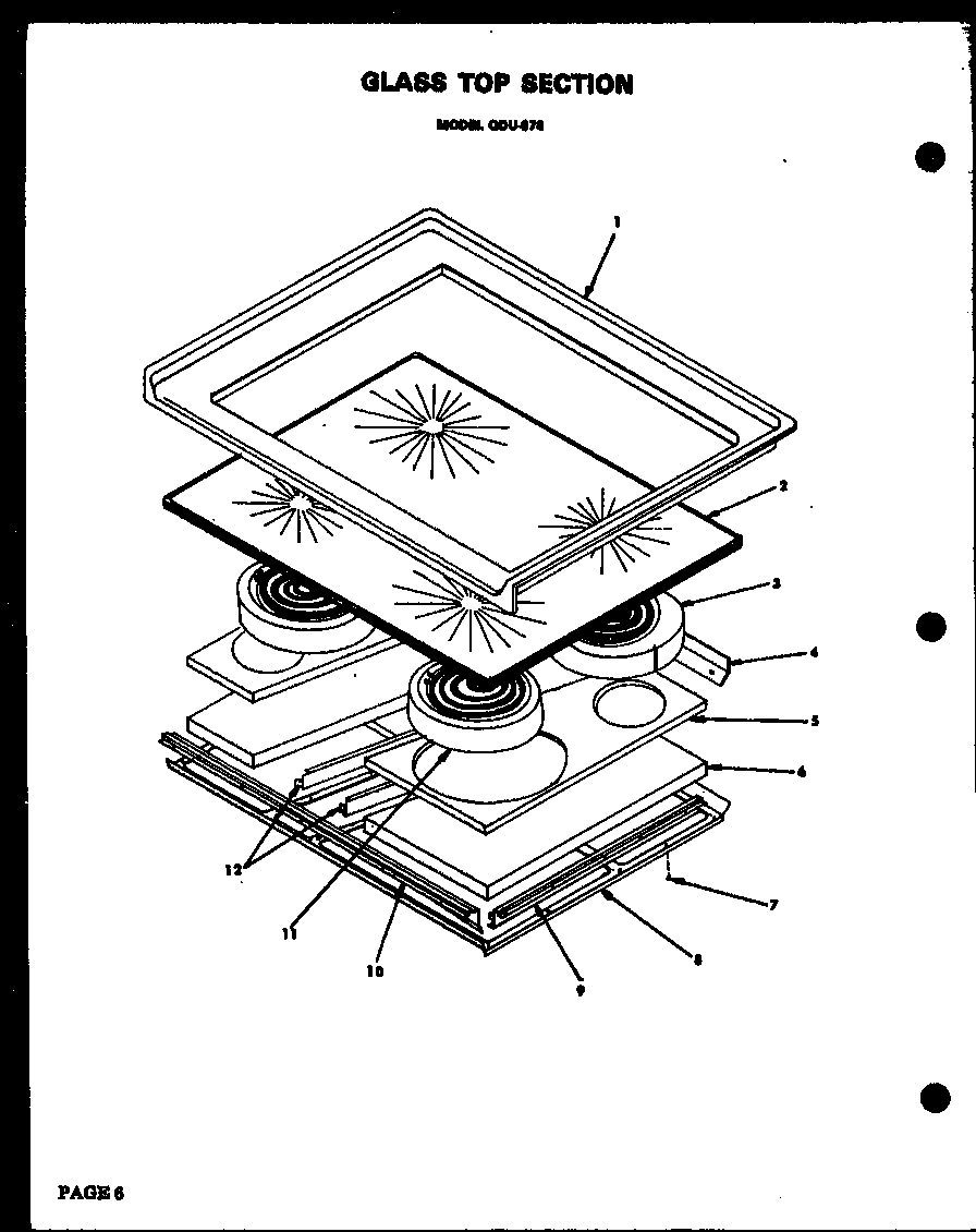 Modern Maid QDU-858B glass top section (qdu-878) diagram