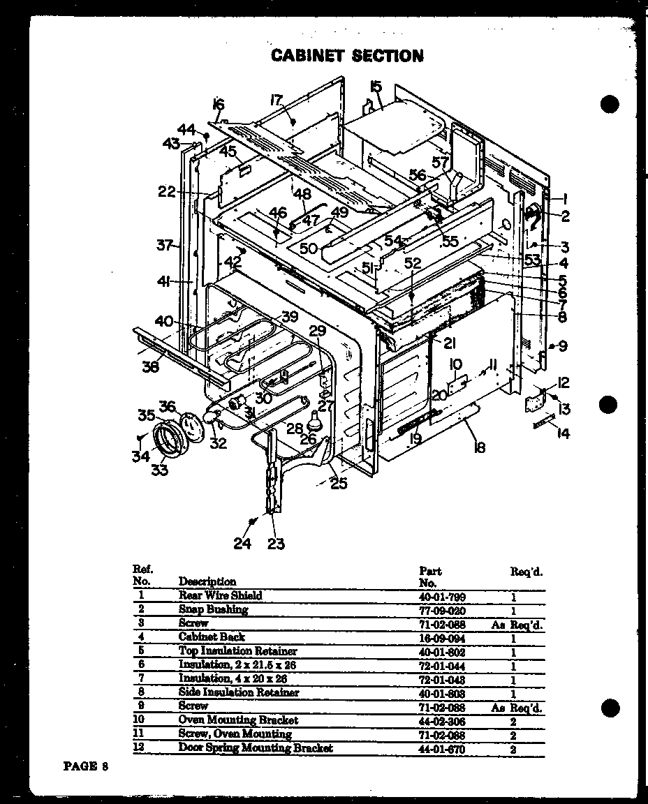 Modern Maid QDU-858B cabinet section (qdu-838) (qdu-858) (qdu-878) diagram