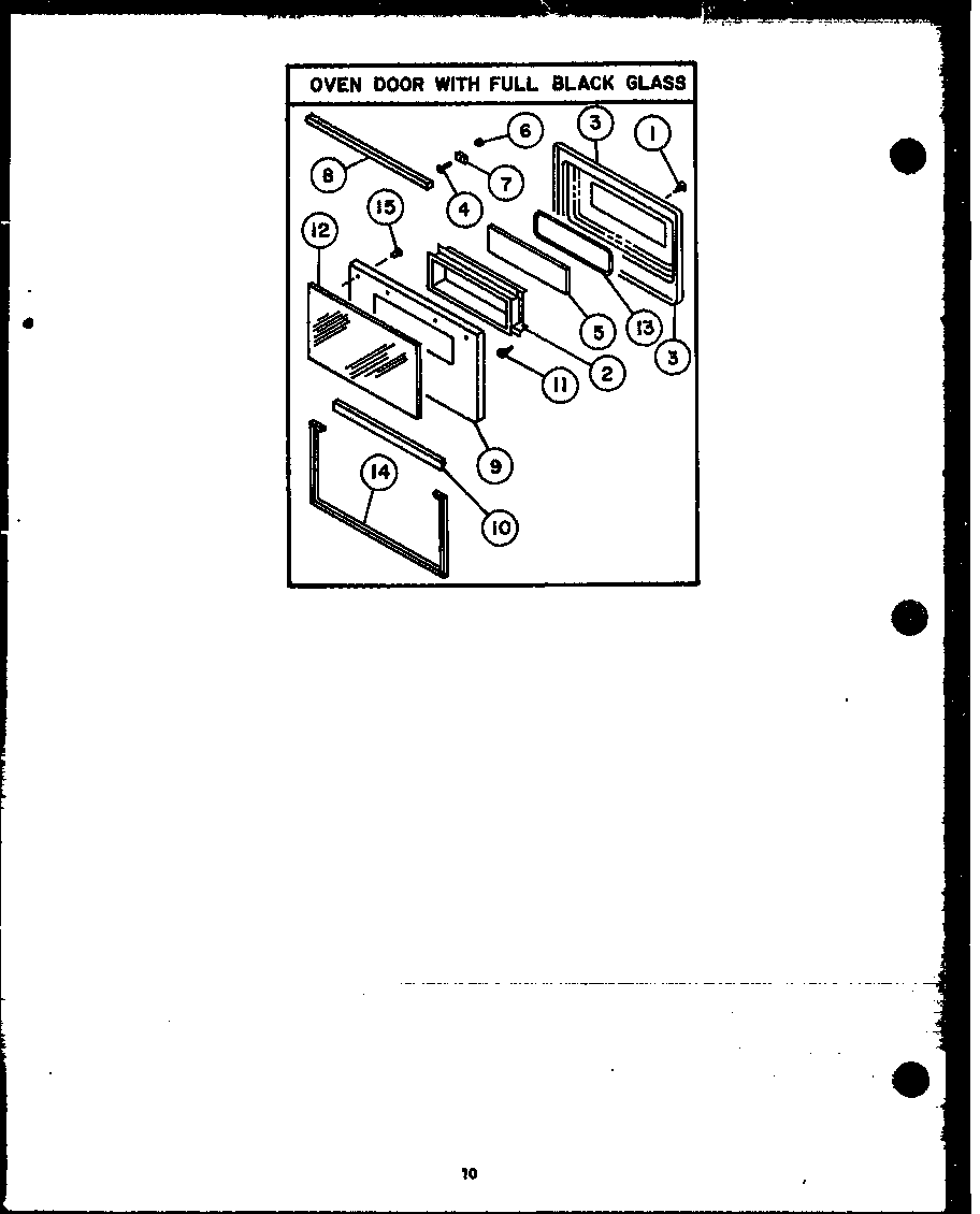 Caloric EJC394 oven door w/ full black glass w/window (ehc335) (ejc335) diagram