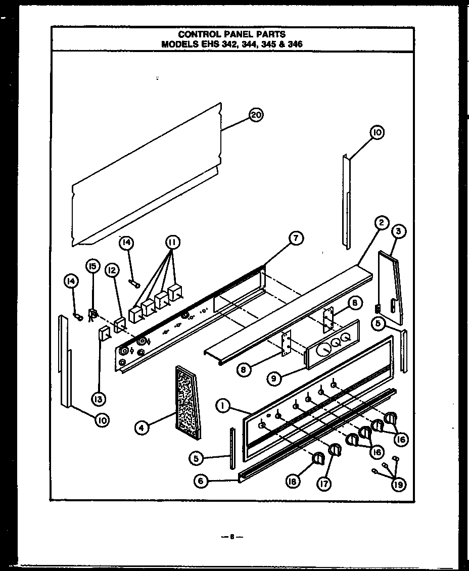Caloric EHS342 control panel parts (ehs342) (ehs344) (ehs345) (ehs346) diagram