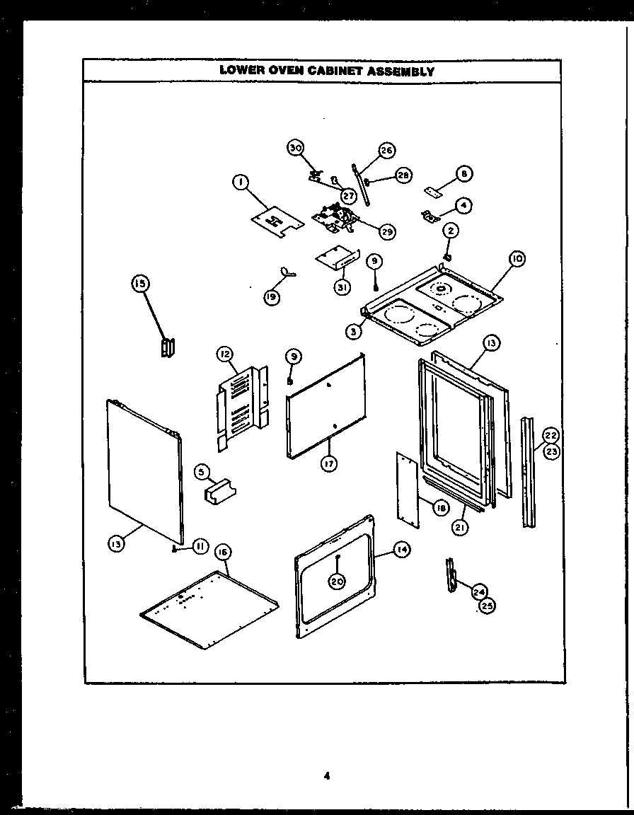 Caloric EKS396 lower oven cabinet assembly (eks396) diagram