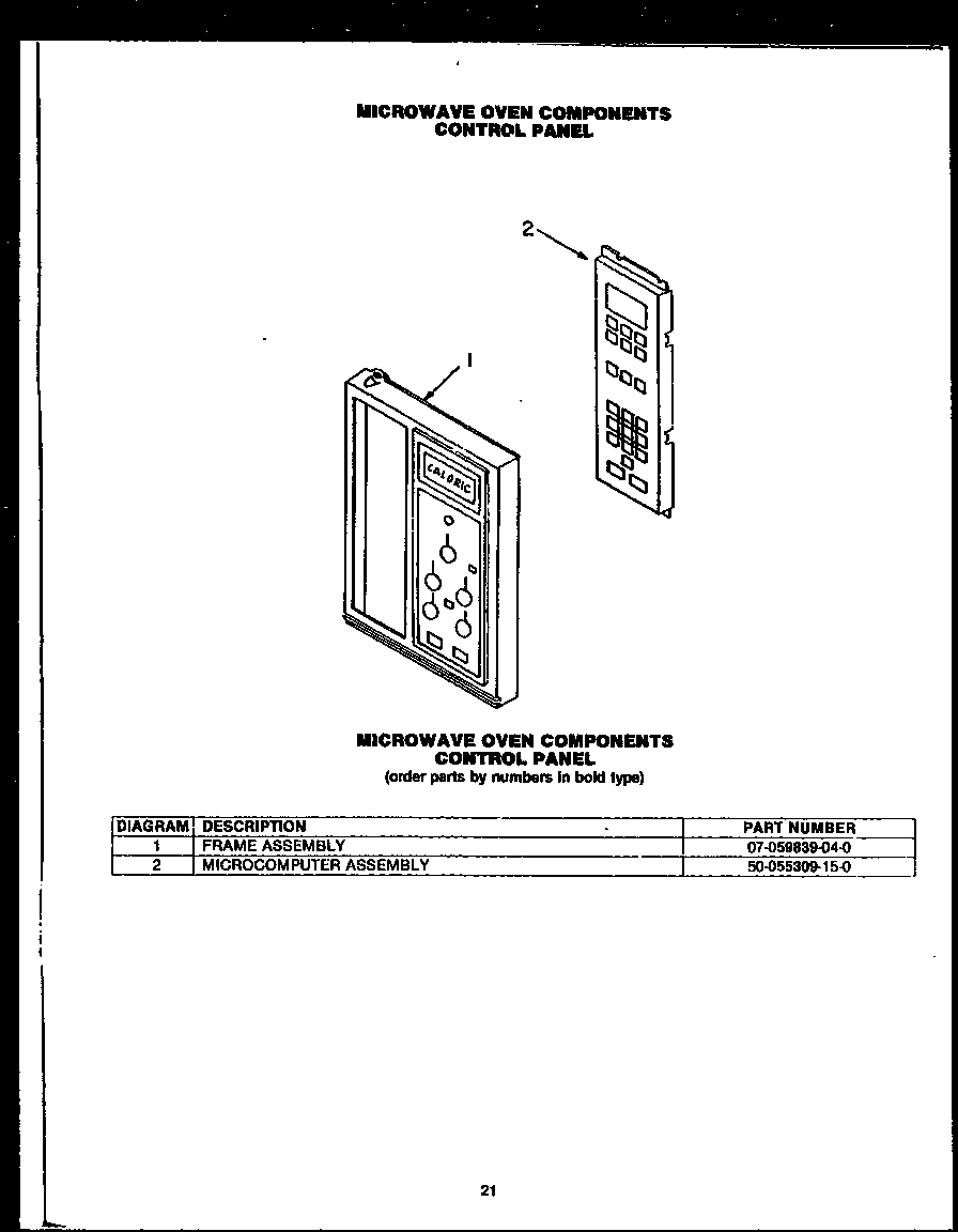Caloric EKS396 microwave oven components controlpanel (eks396) diagram