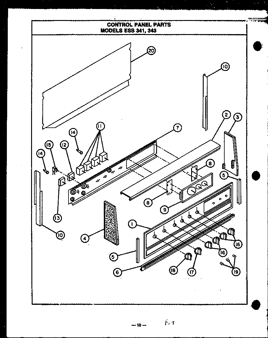 Caloric ESS341 control panel parts (ess341) (ess343) diagram