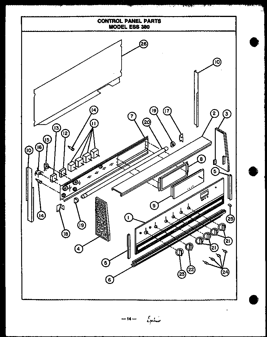 Caloric ESS341 control panel parts (ess38) diagram
