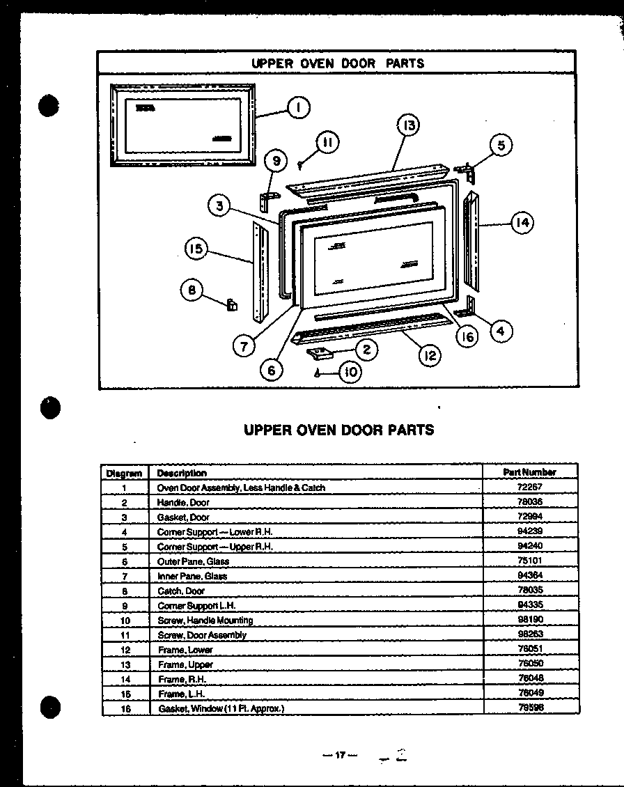 Caloric ESS341 upper oven door parts (ess341) (ess343) (ess345) (ess347) (ess349) (ess356) (ess38) (ess394) (ess397) (ess357) diagram