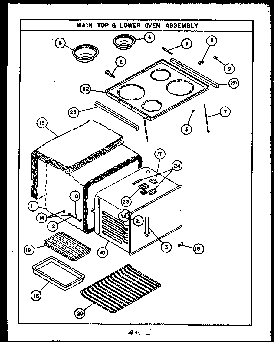 Caloric EHD346 main body/cooktop diagram
