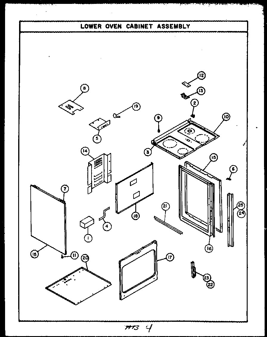 Caloric EHD346 lower oven cabinetassembly diagram