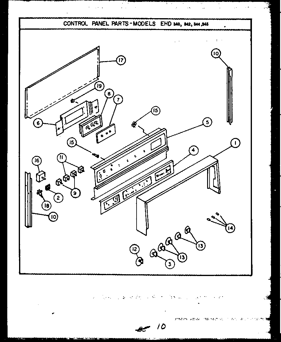 Caloric EHD346 control panel parts diagram