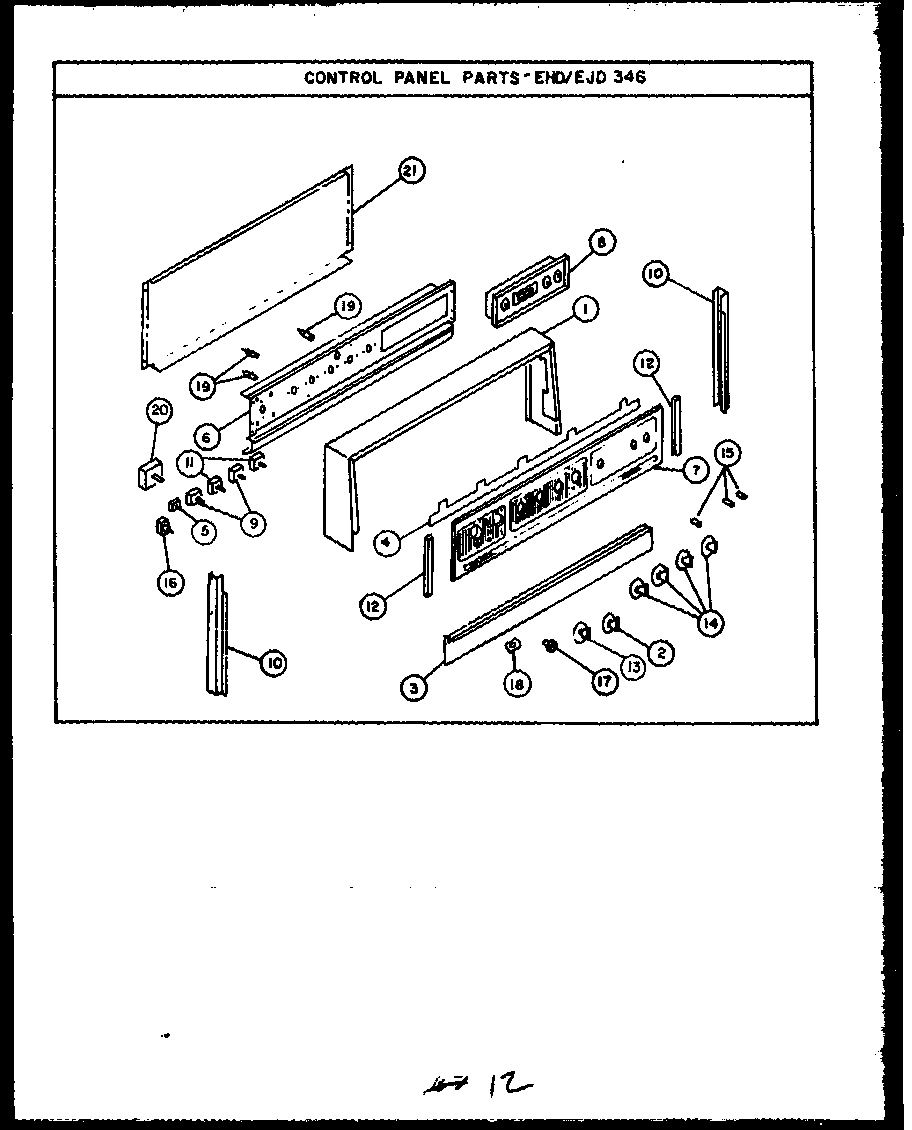 Caloric EHD346 control panel parts diagram