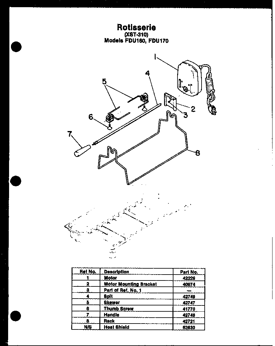 Modern Maid FDU160 rotisserie diagram