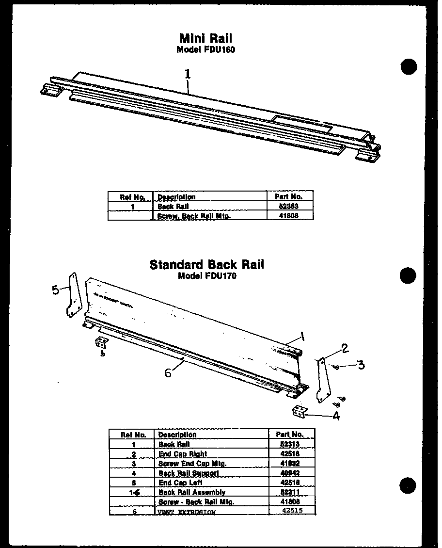 Modern Maid FDU160 mini rail diagram