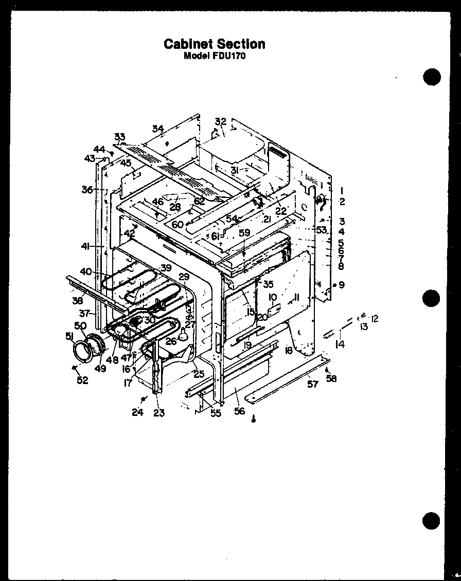 Modern Maid FDU160 cabinet section (fdu170) diagram