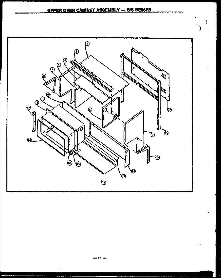 Modern Maid GBC26CK upper oven cabinet assembly (gbe56fb) (sbe56fb) diagram