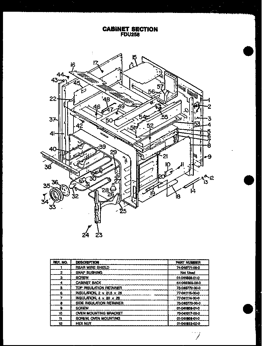 Modern Maid FDU246 cabinet section (fdu258) diagram