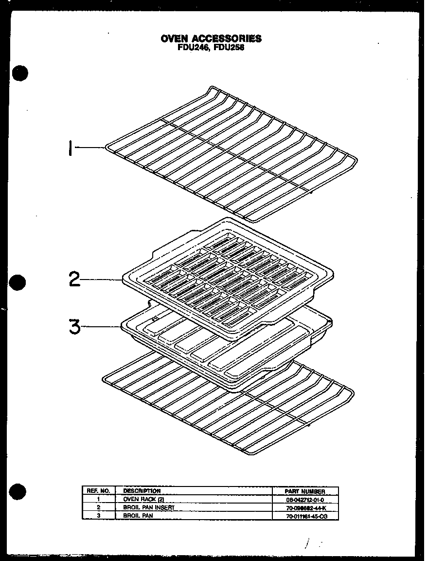 Modern Maid FDU246 oven accessories diagram