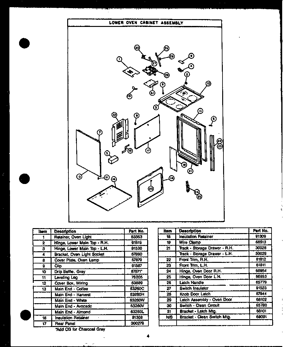 Amana GAE26TC lower oven cabinet assembly diagram