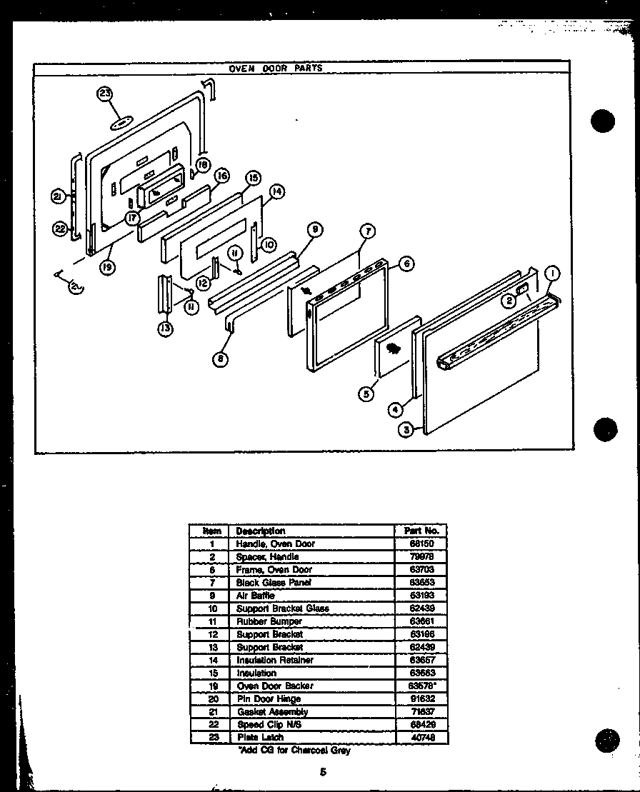 Amana GAE26TC oven door parts diagram